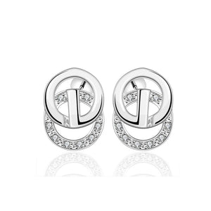 Simple and Fashion Geometric Round Cubic Zircon Stud Earrings - Glamorousky