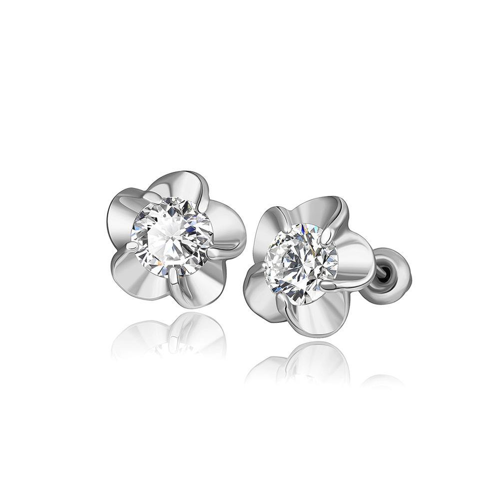 Fashion Elegant Flower Cubic Zircon Stud Earrings - Glamorousky