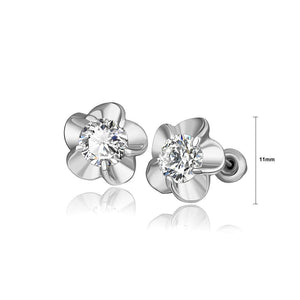 Fashion Elegant Flower Cubic Zircon Stud Earrings - Glamorousky