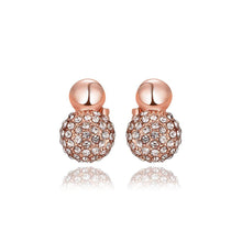 Load image into Gallery viewer, Fashion Simple Plated Rose Gold Geometric Round Cubic Zirconia Stud Earrings - Glamorousky