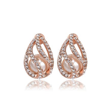 Load image into Gallery viewer, Fashion and Elegant Plated Rose Gold Water Drop-shaped Pearl Earrings with Cubic Zircon - Glamorousky