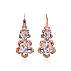 Fashion Elegant Plated Rose Gold Cubic Zirconia Earrings - Glamorousky