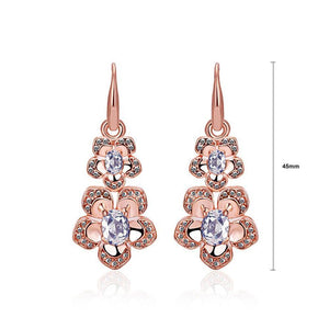 Fashion Elegant Plated Rose Gold Cubic Zirconia Earrings - Glamorousky
