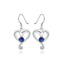 Load image into Gallery viewer, Simple and Romantic Heart-shaped Blue Cubic Zircon Earrings - Glamorousky
