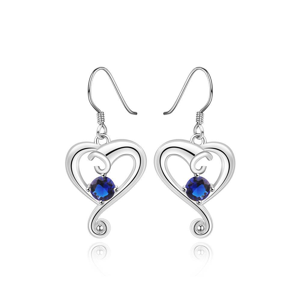 Simple and Romantic Heart-shaped Blue Cubic Zircon Earrings - Glamorousky