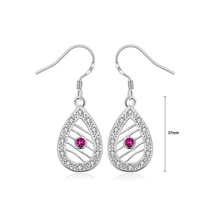 Simple and Fashion Water Drop-shaped Cutout Earrings with Purple Cubic Zircon - Glamorousky