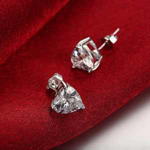 Fashion Romantic Heart Shaped Cubic Zircon Stud Earrings - Glamorousky