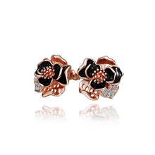 Load image into Gallery viewer, Fashion Elegant Plated Rose Gold Rose Cubic Zirconia Stud Earrings - Glamorousky
