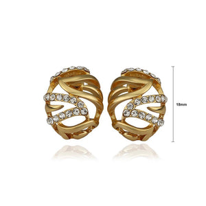 Fashion Simple Plated Gold Geometric Hollow Oval Cubic Zirconia Stud Earrings - Glamorousky
