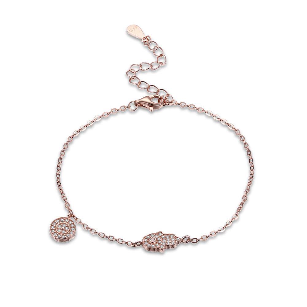 925 Sterling Silver Plated Rose Gold Devil's Hand Bracelet with Austrian Element Crystal - Glamorousky