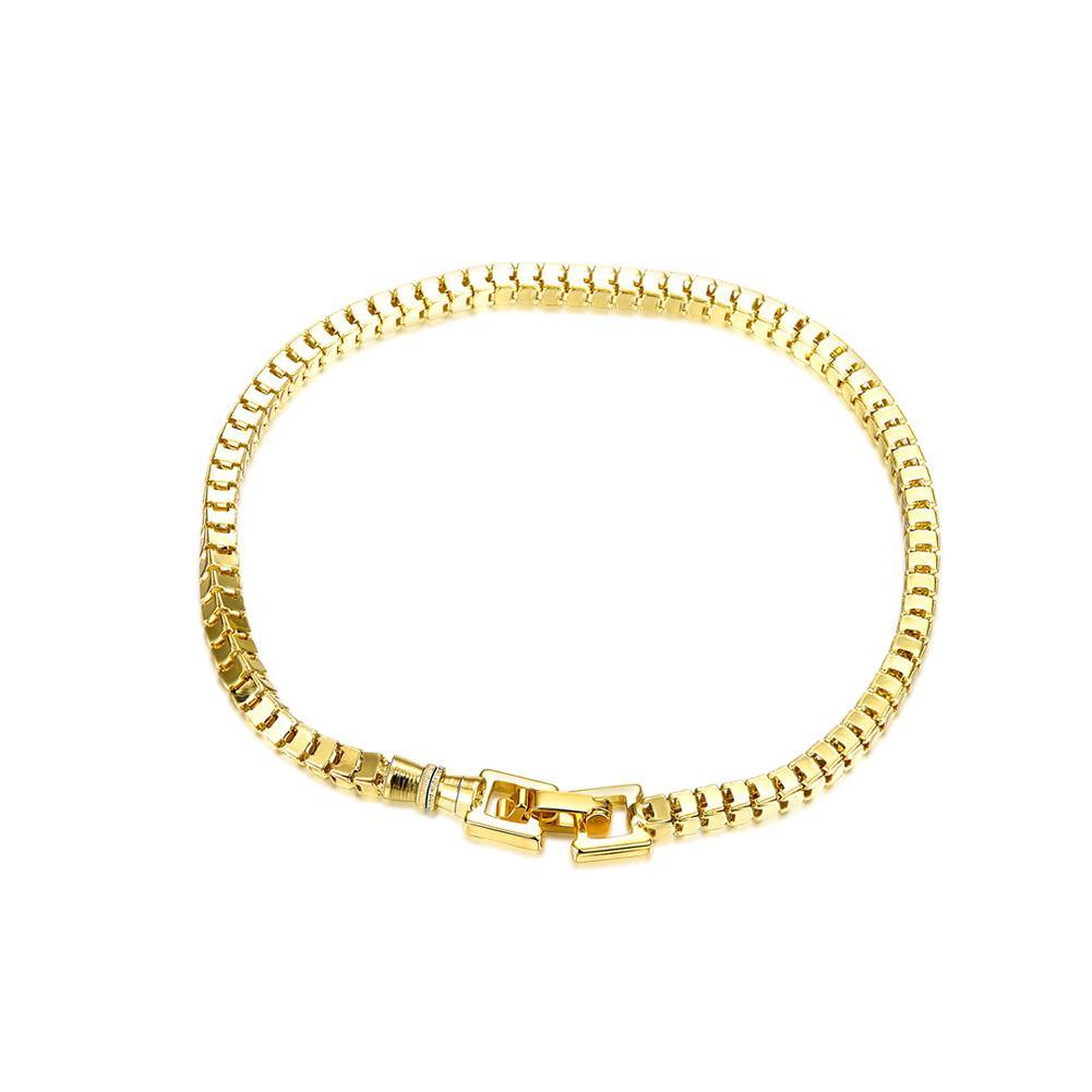 Fashion Simple Plated Gold Geometric Check Bracelet - Glamorousky
