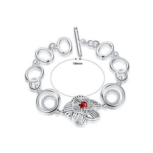 Fashion Elegant Round Flower Red Cubic Zircon Bracelet - Glamorousky