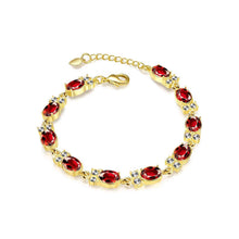Load image into Gallery viewer, Classic Fashion Plated Gold Geometric Oval Red Cubic Zircon Bracelet - Glamorousky