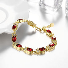 Load image into Gallery viewer, Classic Fashion Plated Gold Geometric Oval Red Cubic Zircon Bracelet - Glamorousky
