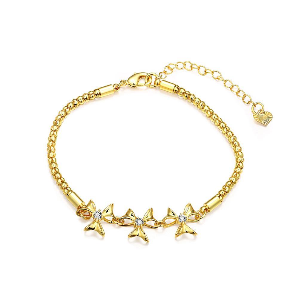 Simple Fashion Plated Gold Flower Cubic Zircon Bracelet - Glamorousky