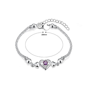 Fashion Romantic Heart Shaped Purple Cubic Zircon Bracelet - Glamorousky