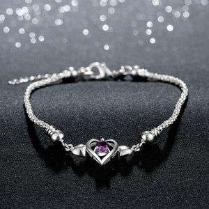 Fashion Romantic Heart Shaped Purple Cubic Zircon Bracelet - Glamorousky