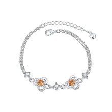 Load image into Gallery viewer, Simple and Fashion Three-leafed Clover Champagne Cubic Zircon Bracelet - Glamorousky