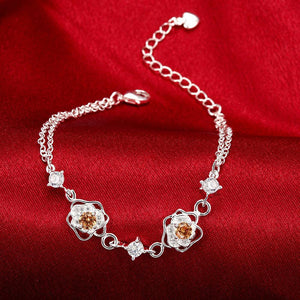 Fashion Elegant Flower Champagne Cubic Zircon Bracelet - Glamorousky
