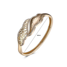 Load image into Gallery viewer, Fashion Elegant Plated Champagne Hollow Leaf Cubic Zircon Bangle - Glamorousky
