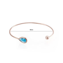 Load image into Gallery viewer, Simple and Fashion Plated Gold Open Bangle with Blue Cubic Zircon - Glamorousky