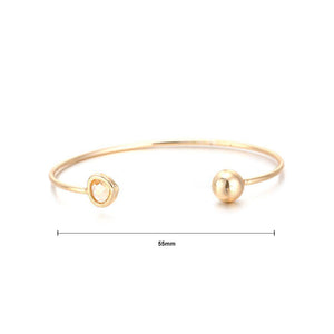 Simple and Fashion Plated Gold Champagne Cubic Zircon Open Bangle - Glamorousky