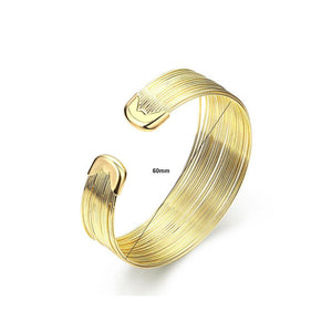 Fashion Exaggerated Plated Gold Plated Wide Edition Open Bangle - Glamorousky