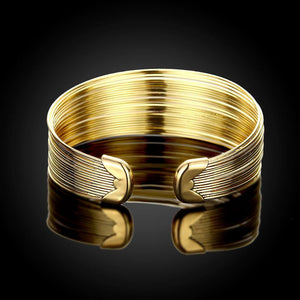 Fashion Exaggerated Plated Gold Plated Wide Edition Open Bangle - Glamorousky