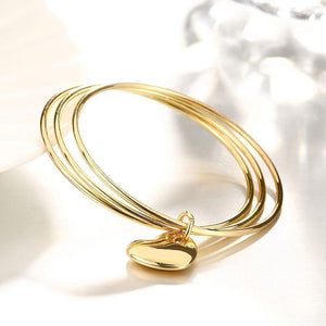 Fashion Simple Plated Gold Heart-shaped Three-layer Bangle - Glamorousky