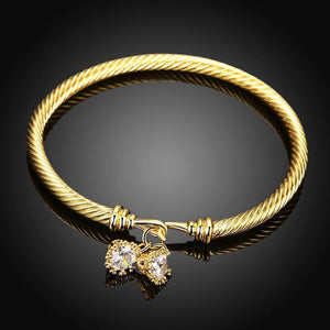 Fashion Simple Plated Gold Geometric Texture Cubic Zircon Bangle - Glamorousky