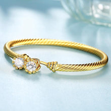Load image into Gallery viewer, Fashion Simple Plated Gold Geometric Texture Cubic Zircon Bangle - Glamorousky