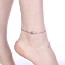 Load image into Gallery viewer, Simple and Fashion Plated Rose Gold Geometric Purple Cubic Zircon Anklet - Glamorousky