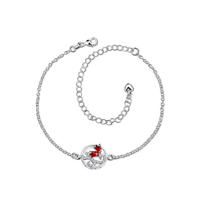 Classic Elegant Hollow Carved Red Cubic Zircon Anklet - Glamorousky
