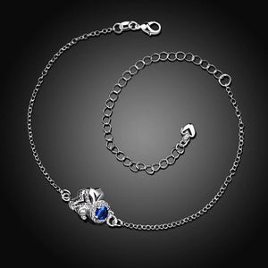 Simple and Fashion Geometric Blue Cubic Zircon Anklet - Glamorousky