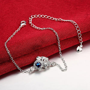 Simple and Fashion Geometric Blue Cubic Zircon Anklet - Glamorousky