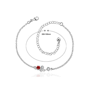 Simple and Fashion Geometric Round Red Cubic Zircon Anklet