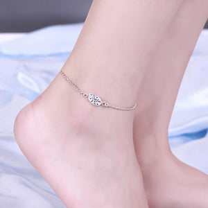 Fashion Simple Leaf Blue Cubic Zircon Anklet