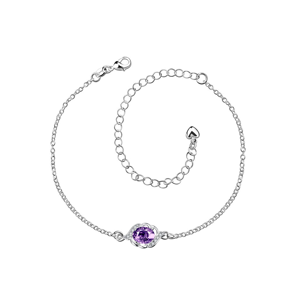 Simple and Fashion Pattern Purple Cubic Zircon Anklet