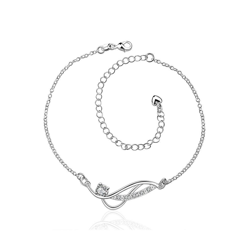 Simple and Fashion Geometric White Cubic Zircon Anklet - Glamorousky