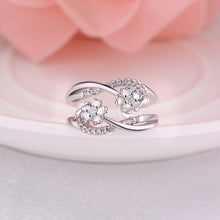 Load image into Gallery viewer, Elegant Fashion Double Line Flower Cubic Zircon Opening Adjustable Ring - Glamorousky
