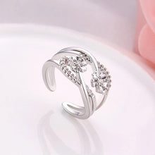 Load image into Gallery viewer, Elegant Fashion Double Line Flower Cubic Zircon Opening Adjustable Ring - Glamorousky