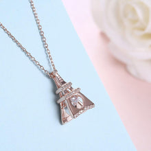 Load image into Gallery viewer, 925 Sterling Silver Plated Rose Gold Fashion Eiffel Tower Pendant with Cubic Zircon and Necklace - Glamorousky