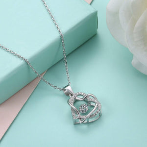 925 Sterling Silver Fashion Romantic Heart Pendant with Cubic Zircon and Necklace - Glamorousky