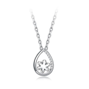 925 Sterling Silver Simple and Fashion Water Drop Shaped Starfish Pendant with Cubic Zircon and Necklace - Glamorousky