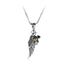 Load image into Gallery viewer, 925 Sterling Silver Vintage Wings Skull Rose Pendant with Black Cubic Zircon and Necklace - Glamorousky