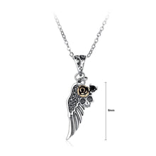 Load image into Gallery viewer, 925 Sterling Silver Vintage Wings Skull Rose Pendant with Black Cubic Zircon and Necklace - Glamorousky
