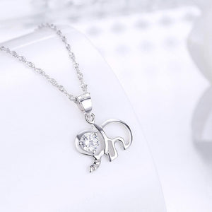 925 Sterling Silver Fashion Simply Elephant Pendant with Cubic Zircon and Necklace - Glamorousky