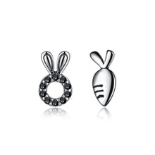 Load image into Gallery viewer, 925 Sterling Silver Simple and Cute Rabbit Carrot Cubic Zircon Earrings - Glamorousky