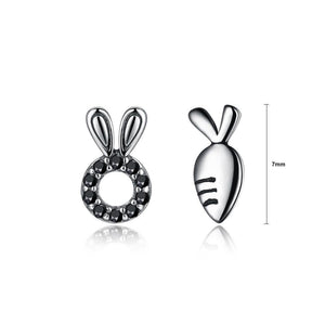 925 Sterling Silver Simple and Cute Rabbit Carrot Cubic Zircon Earrings - Glamorousky