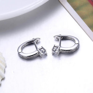925 Sterling Silver Simple Fashion Geometric U-shaped Cubic Zircon Stud Earrings - Glamorousky